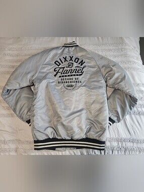 DIXXON "Pastime" Silver Satin Varsity Jacket - Medium